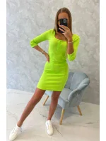 Šaty s gombíkovým výstrihom zelené neónové