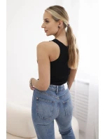 Rebrovaná blúza s trblietkami čierna