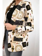 Bavlnená bunda s farebnou potlačou ecru+čierna