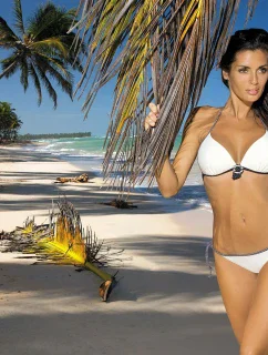 Plavky Megan Ecru + Brown M-251 Ecru-Brown (83) - Marko