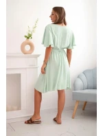 Šaty s vrstveným výstrihom tmavá mentolová