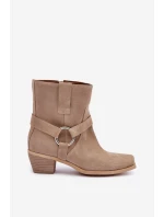 Topánky z prírodnej semišovej kože na podpätku Bright beige Zazoo 3444/2