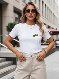 Dámske tričko s malým potlačou, biele, FashionStreet NX8004RY