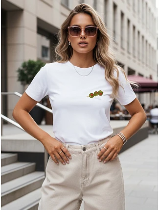 Dámske tričko s malým potlačou, biele, FashionStreet NX8004RY Dámske tričko s malým potlačou, biele, FashionStreet NX8004RY