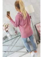 Tmavo ružová tunika na zips s kapucňou Oversize