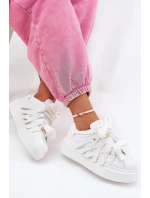 Eko Skórzane Sneakersy Na Platformie Białe Penolle