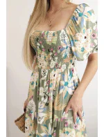 Viskózové šaty s volánovým výstrihom 29477 khaki - Kesi Viskózové šaty s volánovým výstrihom 29477 khaki - Kesi