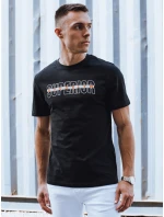 Pánske bavlnené tričko s potlačou čierne FashionStreet RX5387