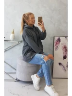 Zateplená mikina so zapínaním na patentky grafitová