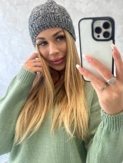 Fleecová čiapka Melisa K241 sivá+čierna