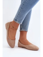 Baleriny Damskie Zamszowe Beżowe Lasota
