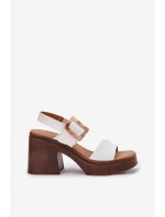 Sandały Damskie Na Masywnym Obcasie I Platformie Vinceza 17387 Białe