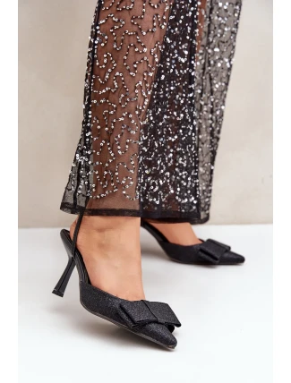 Čierne lesklé lodičky Gredan s mašľou