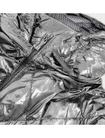 Strieborná lesklá prešívaná dámska bunda (B9573)