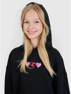 Dievčenská mikina bez prúžkov s kapucňou 4F 4FJRSS25TSWSF2235-20S