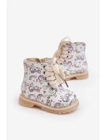 Ocieplane Botki Dziecięce Na Suwak Beżowe Dolida - Kucyki
