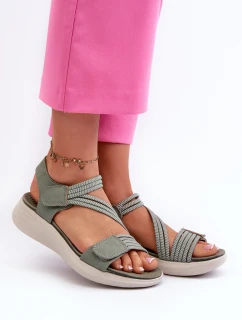 Damskie Wygodne Sandały Na Rzep Zielone Eladora