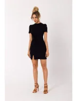 M731 Mini šaty s predným prekrížením - čierne