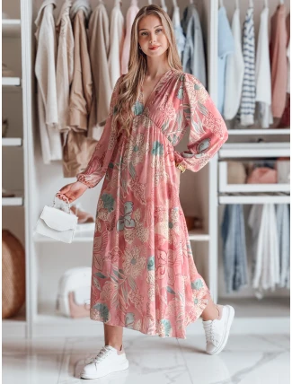 Jedna veľkosť maxi kvetinových šiat LILOVIE pink FashionStreet EY2572