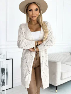 486-2 Cardigan - predĺžený zadný diel s diamantmi - BEACH