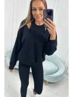 3-dielna sada mikina + top + legíny čierna 3-dielna sada mikina + top + legíny čierna