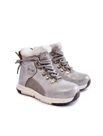 Dětské zateplené kozačky na zip Big Star KK374178 Stříbro