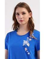 Dámske domáce šaty s krátkymi rukávmi Kvety