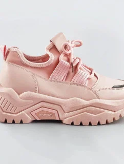 Ružové šnurovacie sneakersy na platforme (RA5)