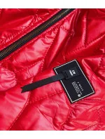 Červená dámska bunda s ozdobným prešívaním (B8092-4)