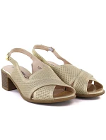 Dámske pohodlné zlaté sandále na ihlovom podpätku M.Daszynski SA262-3