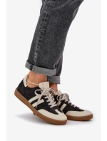 Zazoo N1068 Skórzane Niskie Sneakersy Damskie Czarne