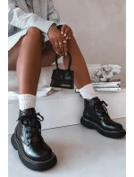 Dámské zateplené kotníkové boty na platformě s šněrováním Černé Harmine