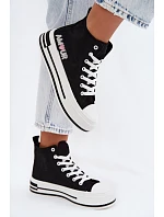 Dámské vysoké tenisky na platformě Černé Liline