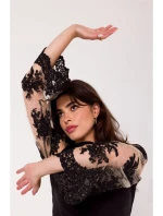 kópia K182 Šaty so širokými gipurovými rukávmi - béžové