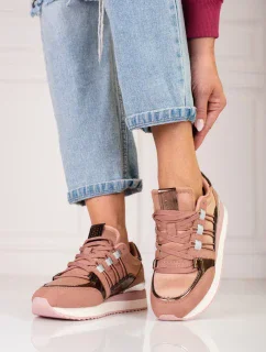 Štýlové dámske tenisky ružové bez podpätku