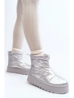 Śniegowce Damskie Na Masywnej Platformie Srebrne Fionia