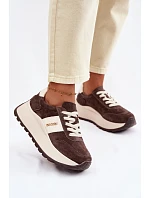 Dámské tenisky na platformě z přírodní semiše čokoládové Rosinae