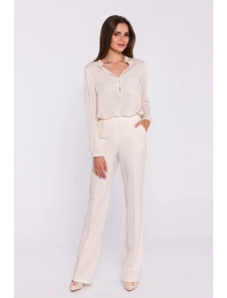 S371 Nohavice Bootcut - slonovinová kosť