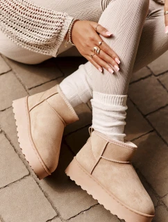Dámske snehové topánky na platforme 20216-F Light beige - Xamella