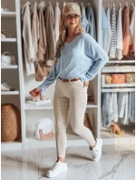 Dámske džínsové nohavice s opaskom CLARET v svetlo béžovej farbe FashionStreet UY2440