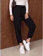 Dámske joggerové nohavice s gumou v páse, čierne, FashionStreet UY3152 Dámske joggerové nohavice s gumou v páse, čierne, FashionStreet UY3152