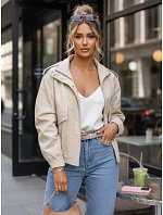 Dámska semišová bomber bunda béžová FashionStreet TY5657 Dámska semišová bomber bunda béžová FashionStreet TY5657