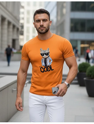 Pánske tričko Stay COOL s potlačou oranžová FashionStreet NX5018R Pánske tričko Stay COOL s potlačou oranžová FashionStreet NX5018R