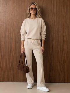 Dámska tepláková súprava so širokými nohavicami, béžová, FashionStreet AY1227