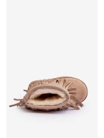 Ocieplane Botki Śniegowce Dziecięce Z Ozdobnymi Frędzlami Beżowe Nimia