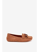Dámske ploché mokasíny s lemovaním z imitácie semišu Camel Bluebell