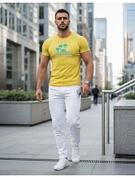 Pánske tričko s klasickou žltou potlačou FashionStreet NX5020R