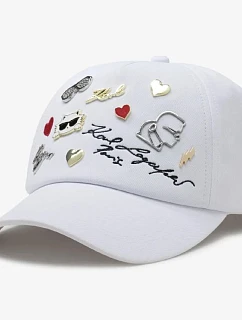 Čiapka Karl Lagerfeld Charms Pins Strapback, biela – L4WH7608
