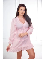 Šaty s ozdobnými volánikmi púdrovo ružové