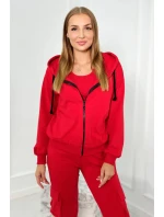 Set 3 v 1 mikina + top + nohavice červený